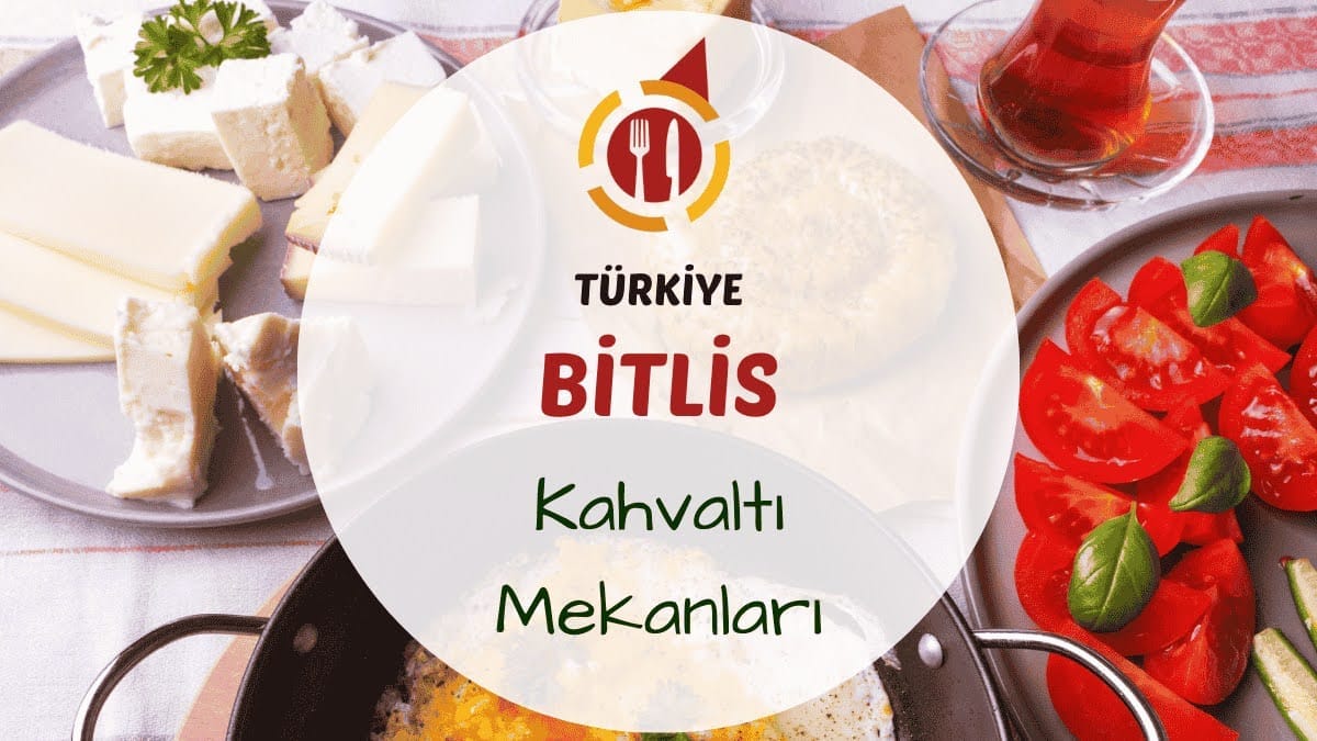 Bitlis taş han avlusunda serpme kahvaltı sofrası ve demli çay bardakları