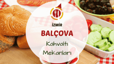 İzmir Balçova kahvaltı mekanlarını gösteren yeşillikler içinde kahvaltı masası görseli