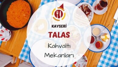 Kayseri Talas kahvaltı mekanlarını gösteren tarihi taş yapılara karşı kurulmuş kahvaltı masası görseli