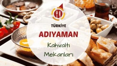 Adıyaman kahvaltı mekanlarını gösteren yöresel ürünlerle donatılmış serpme kahvaltı masası, otantik dekorlu açık hava veya teras ortamı