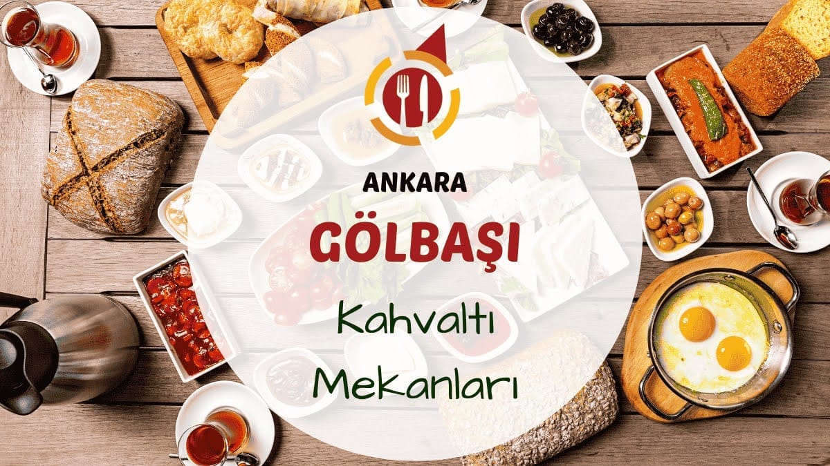 Gölbaşı'nda göl kenarında serpme kahvaltı masası ve çay bardakları