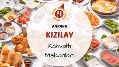 Kızılay'da güneşli bir sabahta serpme kahvaltı tabağı ve çay bardakları
