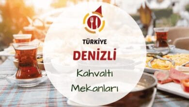 Denizli kahvaltı mekanlarını gösteren doğal ortamda ya da şehir manzaralı bir bahçede kurulmuş serpme kahvaltı masası görseli