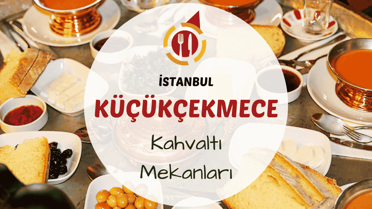 Küçükçekmece göl kenarında serpme kahvaltı tabağı ve çay bardakları