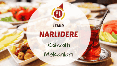 İzmir Narlıdere kahvaltı mekanlarını gösteren deniz manzaralı ya da ormanlık alana bakan bir bahçede kurulmuş serpme kahvaltı masası görseli