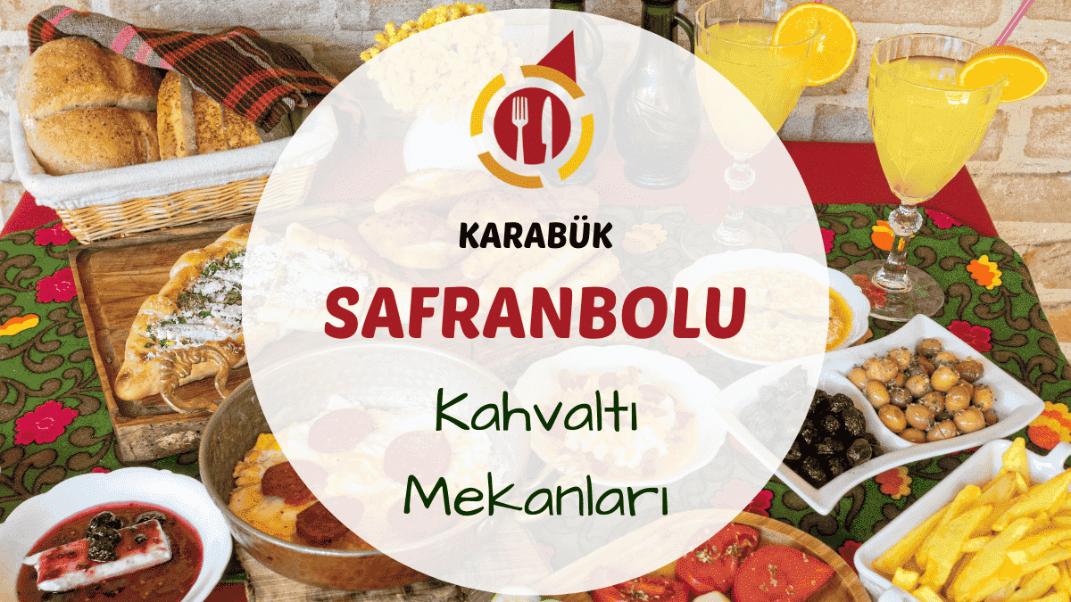 Safranbolu taş konak önünde serpme kahvaltı sofrası ve çay bardakları