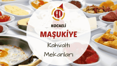 Kocaeli Maşukiye kahvaltı mekanlarını gösteren dere kenarındaki ahşap masada kurulu serpme köy kahvaltısı; bazlama, köy peyniri, reçel ve çayla hazırlanmış görsel