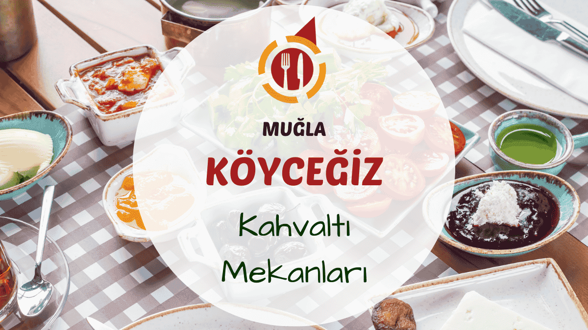 Köyceğiz gölü kenarında serpme kahvaltı tabağı ve çay bardağı ile sabah manzarası