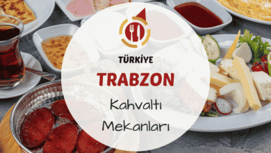 Trabzon kahvaltı mekanlarını gösteren mıhlama, tereyağlı köy ekmeği, peynir çeşitleri ve yeşilliklerle hazırlanmış yöresel kahvaltı sofrası görseli