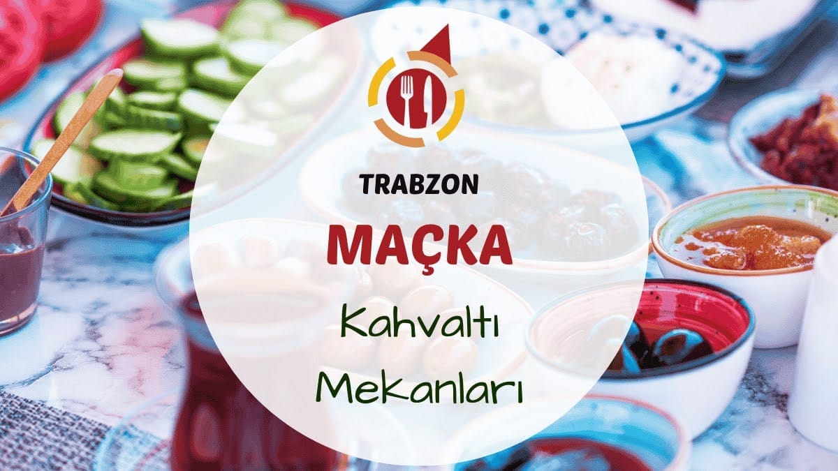 Maçka'da yeşillikler içinde kurulan bir serpme kahvaltı sofrası görünümü