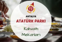 Atatürk Parkı kahvaltı mekanları ve antalya deniz manzarası.
